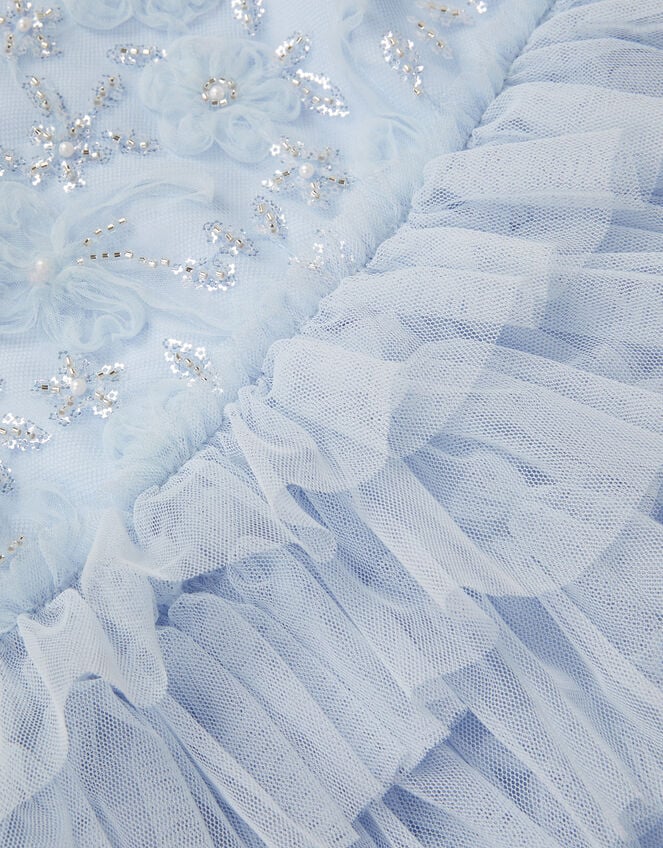 Shikha Floral Embellished Tiered Ruffle Dress, Blue (PALE BLUE), large