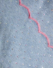 Rhinestone Scallop Denim Skort, Blue (BLUE), large