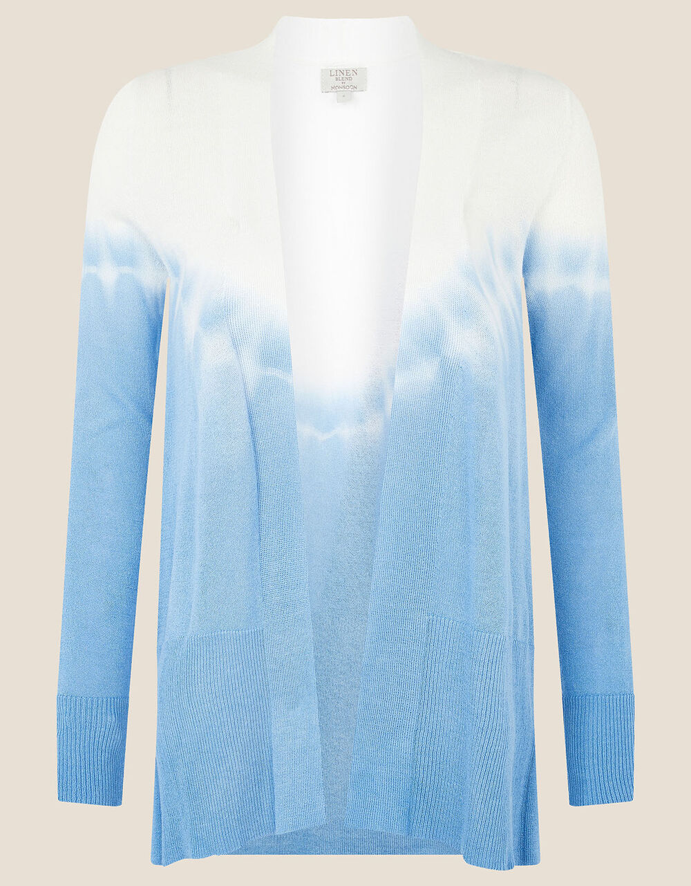 Tie Dye Cardigan in Linen Blend Blue Cardigans Monsoon UK.