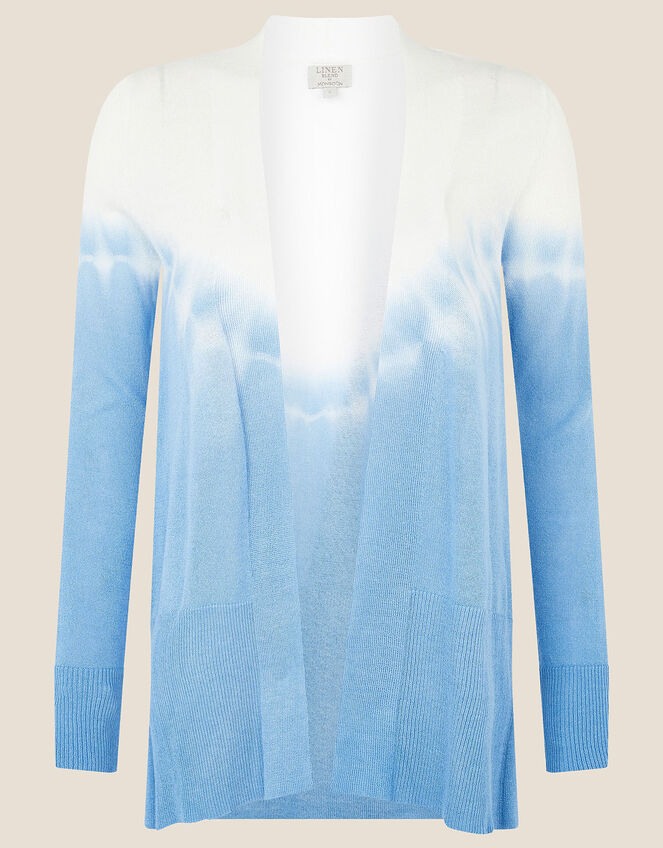 Tie Dye Cardigan in Linen Blend , Blue (BLUE), large
