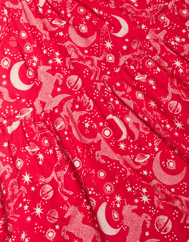 Majestic Constellation Jersey Dress in Sustainable Cotton, Red (RED), large