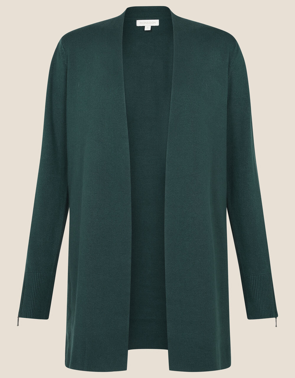Zip Cuff Longline Cardigan Teal Cardigans Monsoon UK.