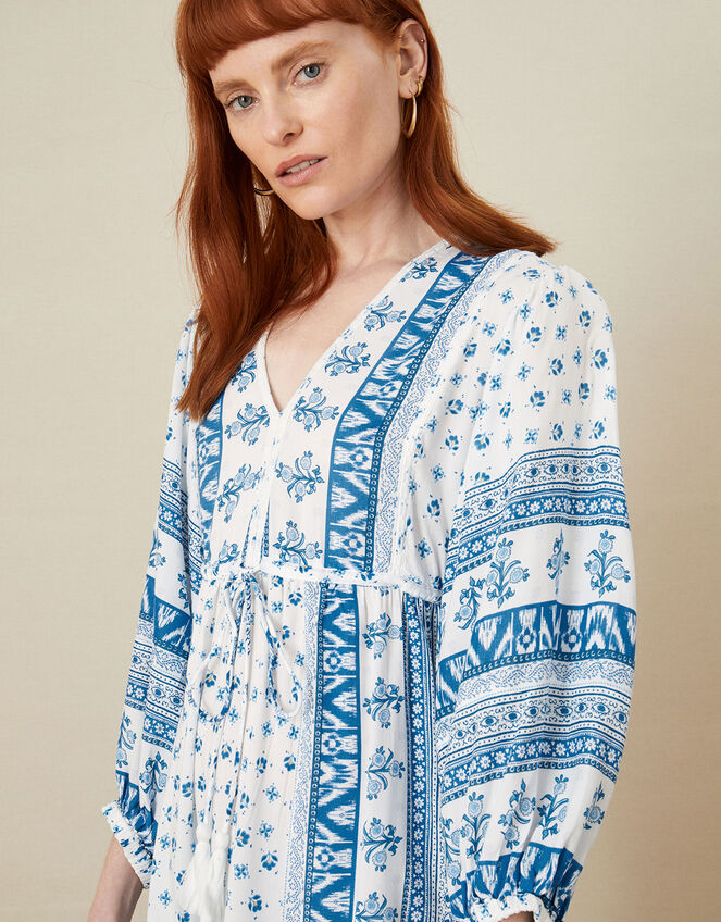Border Print Tunic Dress in LENZING™ ECOVERO™, Blue (BLUE), large