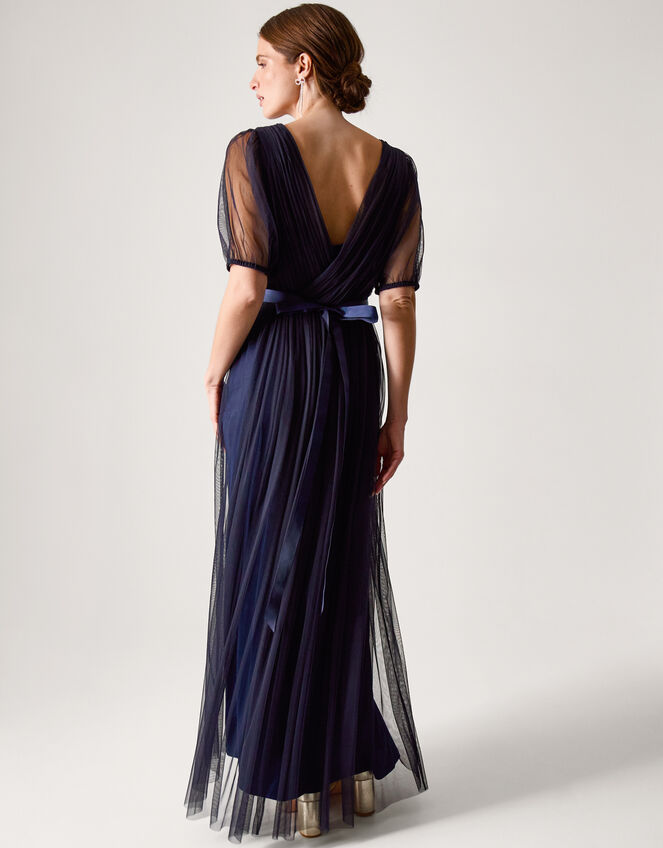 ellie maxi dress in dusk blue Sheer Sleeve Plunge Tulle | Evening Dresses Men's Black Denim & sale-last-5-days Size:XXL - 17.5 Corset bodice