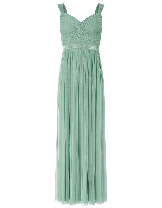Jennifer Ruched Mesh Maxi Dress, Green (GREEN), large
