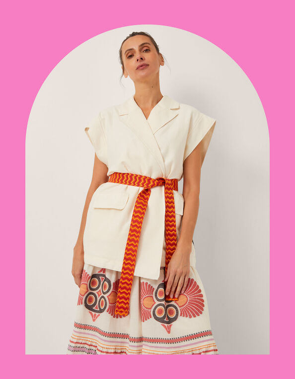 Devotion Twins Laugh Sleeveless Jacquard Jacket, Ivory (IVORY), large