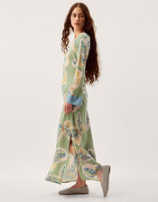 Clemence Aurelie Butterfly Long Sleeve Maxi Dress, Green (SAGE), large