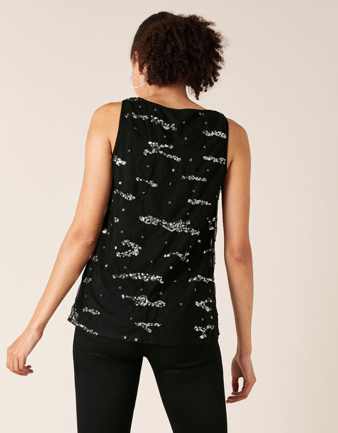 Tara Embellished Stretch Sleeveless Top, Black (BLACK), large
