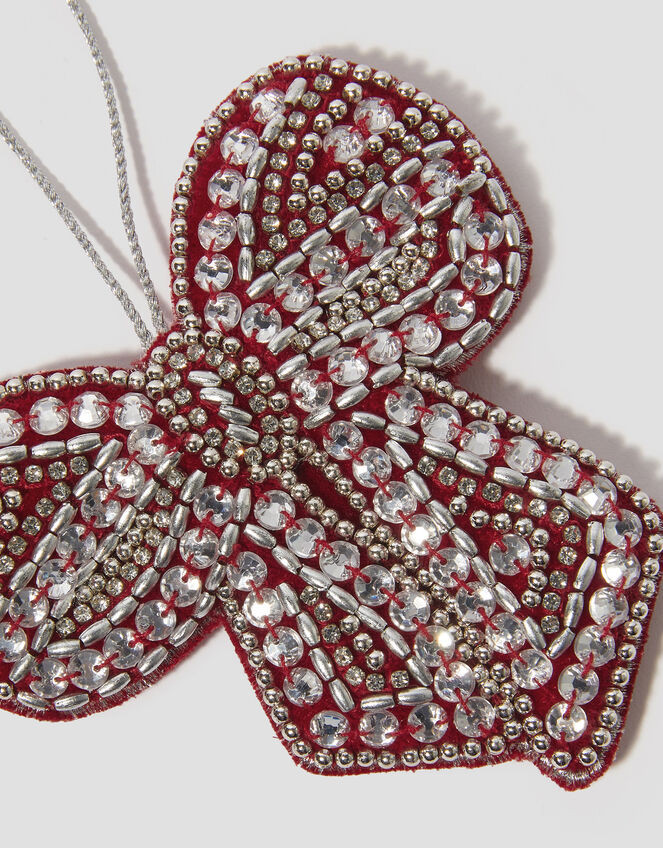 Embellished Bow Christmas Tree Decoration, Red (RED), large