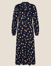 Floral Print Shirt Dress with LENZING&trade; ECOVERO&trade;, Blue (NAVY), large