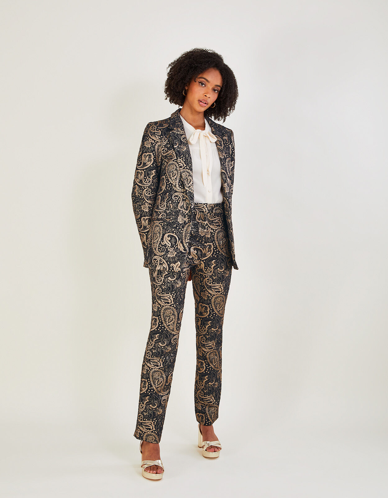 Jacquard trousers best sale gold