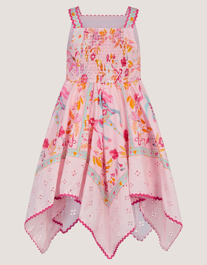 Unicorn Print Hanky Hem Dress, Pink (PINK), large