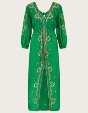 Embroidered Maxi Kaftan Dress in LENZING™ ECOVERO™, Green (GREEN), large