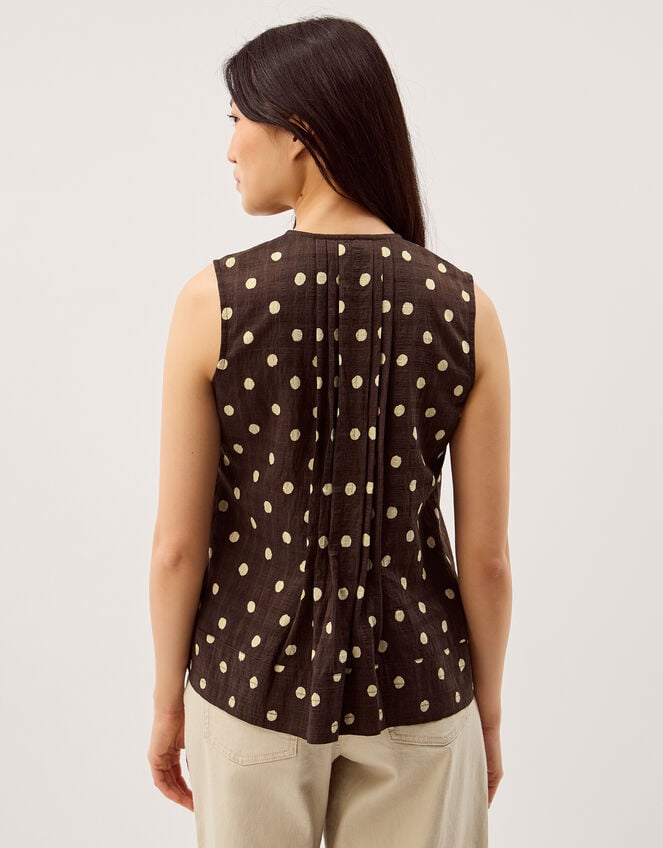 Paris Sleeveless Polka Dot Top, Brown (CHOCOLATE), large
