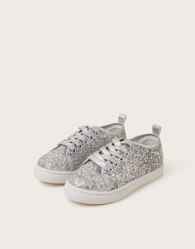 All-Over Glitter Trainers, Silver (SILVER), large