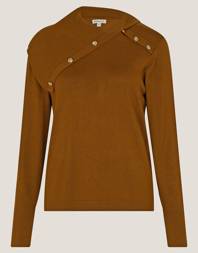 Kay Asymmetrical Collar Jumper , Orange (RUST), large