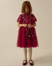 Shikha Bead Embellished Ruffle Party Dress, Purple (RASPBERRY), large