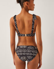 Macie Shell Print Bikini Bottoms, Black (BLACK), large