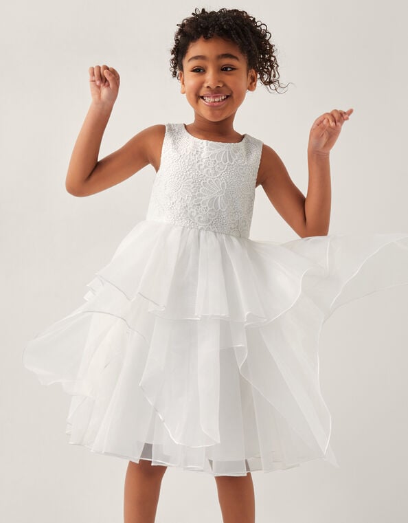 Lace Petal Flower Girl Dress, Ivory (IVORY), large