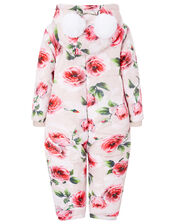 Baby Rose Print Hooded Snowsuit, Pink (PINK), large