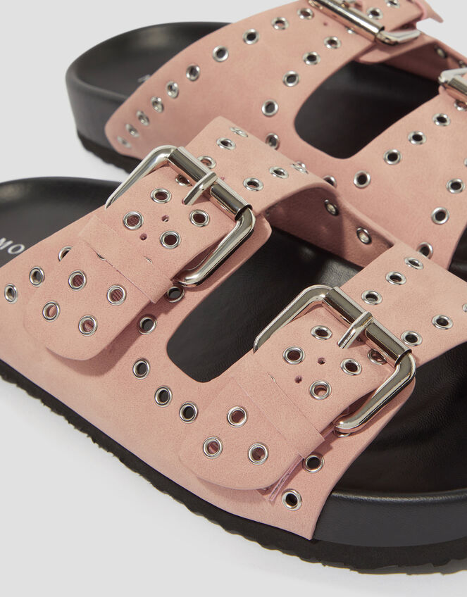 Elena Stud Buckle Sandals Pink