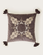 Embroidered Tassel Cushion, , large