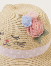 Baby Kitty Straw Hat, Natural (NATURAL), large