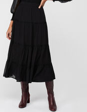 Jasmine Spot Print Midi Skirt, Black (BLACK), large