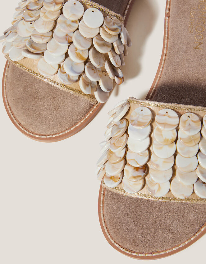 Sacha Embellished Suede Slide Sandals, Ivory (IVORY), large