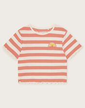 Sunshine Stripe Ribbed T-Shirt, Orange (ORANGE), large