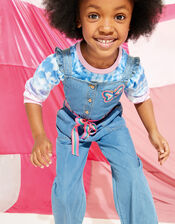 Denim Belted Jumpsuit, Blue (BLUE), large