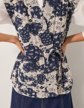 Alison Floral Quilted Gilet, Blue (NAVY), large