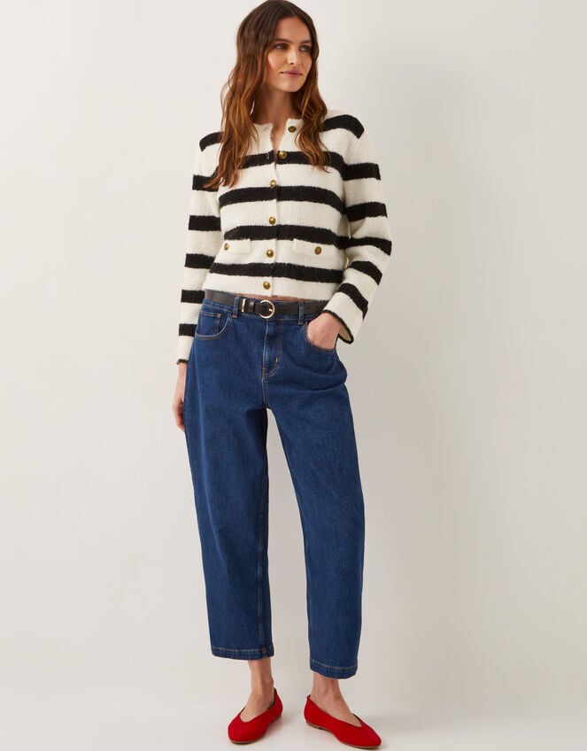 Sam Stripe Fuzzy Cardigan, Ivory (IVORY), large