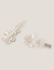 2-Pack Metal Flower Hair Clips, White (WHITE), large