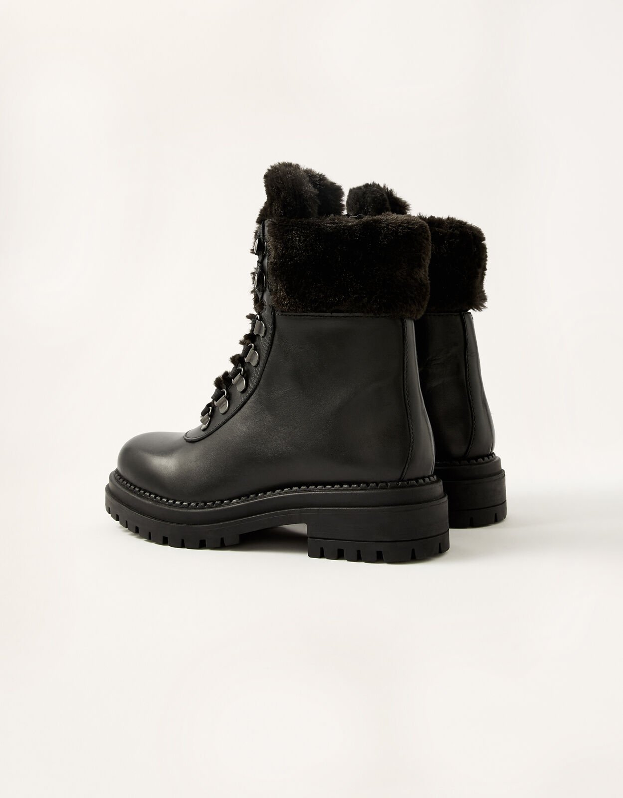Combat boots with fur trim top