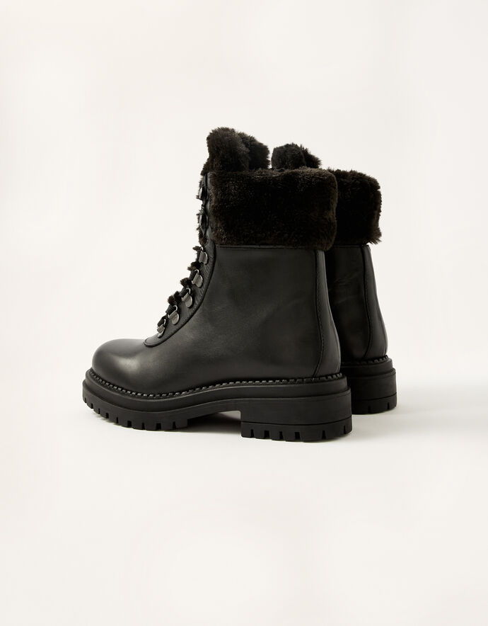 fur trim biker boots