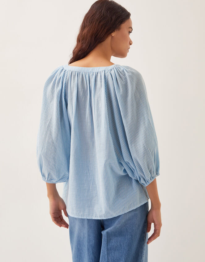 Avery Stripe Blouse, Blue (PALE BLUE), large