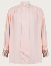 Ann Pussybow Embellished Blouse , Pink (PINK), large
