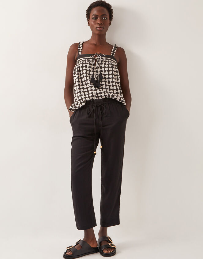 Penina Drawstring Wide-Leg Trousers, Black (BLACK), large