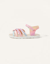 Pastel Rainbow Shimmer Sandals, Multi (MULTI), large