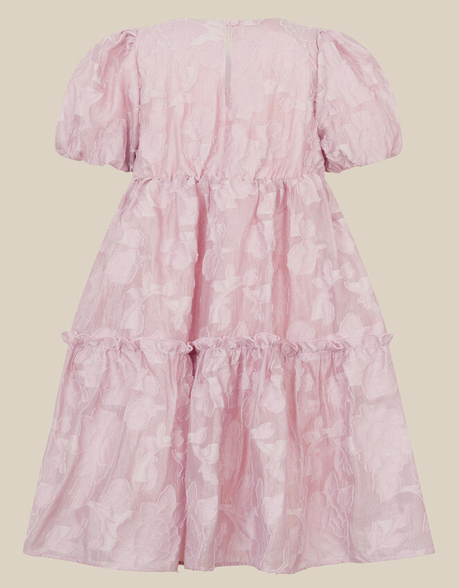 Saffron Sequin Collar Floral Jacquard Party Dress, Pink (PINK), large