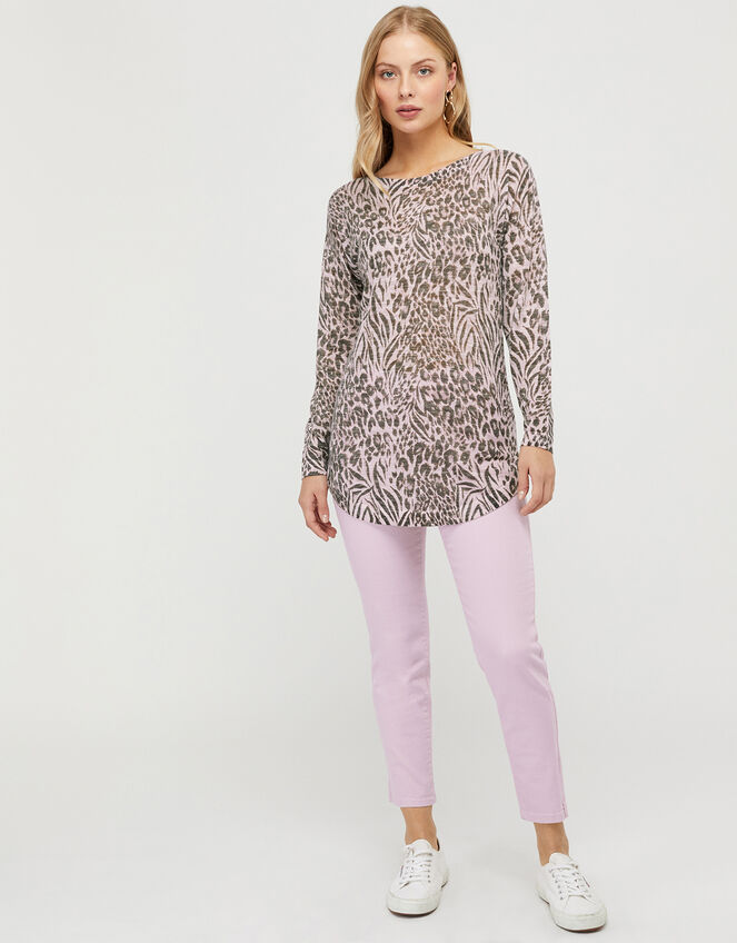 Brandy Leopard Knit Jumper in Linen Blend, Multi (MULTI), large