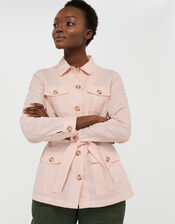 Sasha Lightweight Jacket in Linen and Organic Cotton, Pink (PINK), large