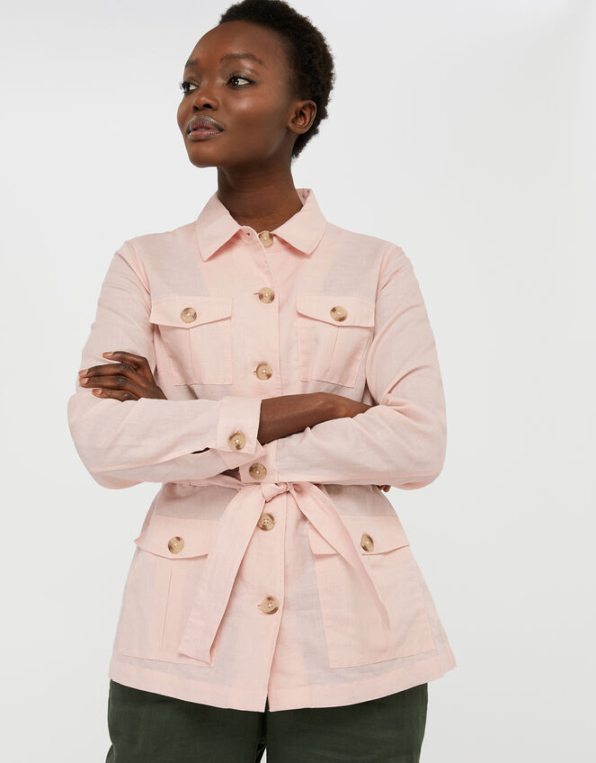 Sasha Lightweight Jacket in Linen and Organic Cotton, Pink (PINK), large