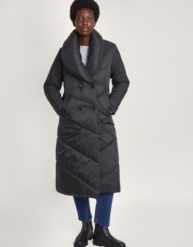 Clara Longline Padded Maxi Coat, Black (BLACK), large