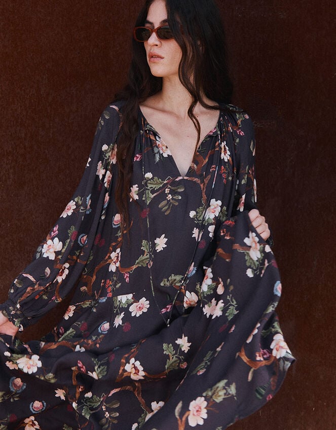 East Adelle Floral Print Maxi Dress, Red (BERRY), large