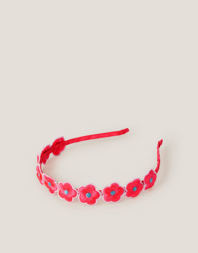 Embroidered Flower Headband, , large