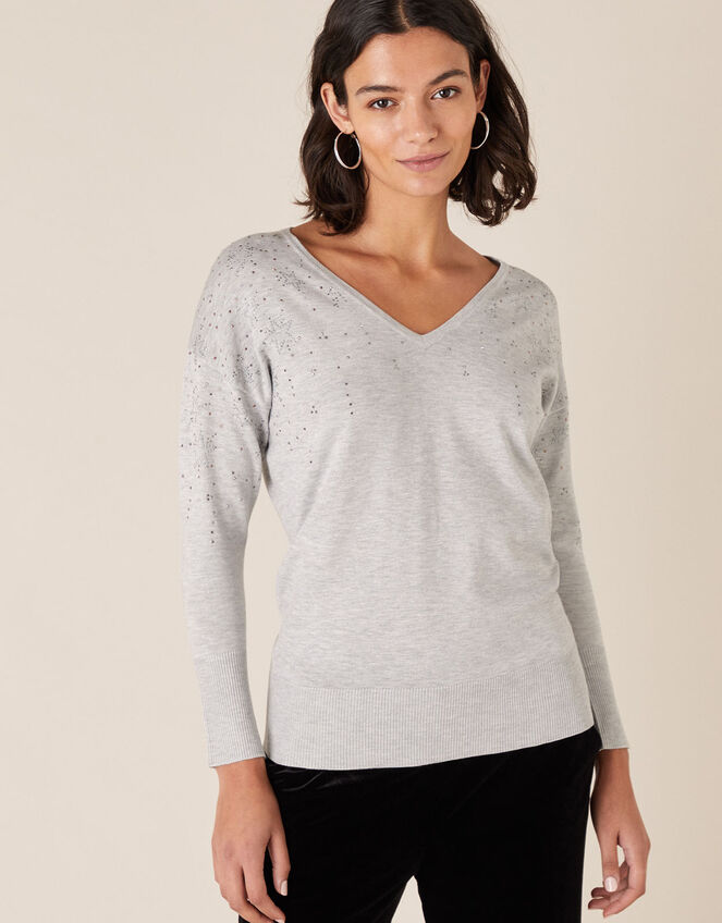 Star Heat-Seal Gem Jumper with LENZING™ ECOVERO™, Grey (GREY MARL), large