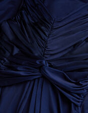 Skye Ruched Knot Jersey Prom Dress, Blue (NAVY), large