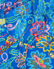 Tropical Floral Crossover Dress, Blue (BLUE), large